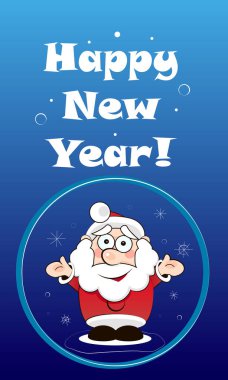 Yeni yıl kartı için vektör boş; Noel Baba mutlu yıllar diler, kış tatilleri, yaratıcılık şablonu, baskı.