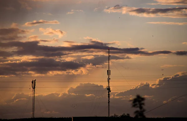 Vackra Magnifika Moln Vid Solnedgången Himlen — Stockfoto