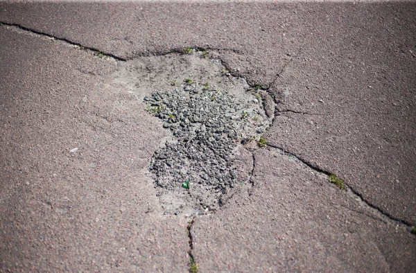 Broken Asphalt Cracks Road Surface — Stock Photo, Image