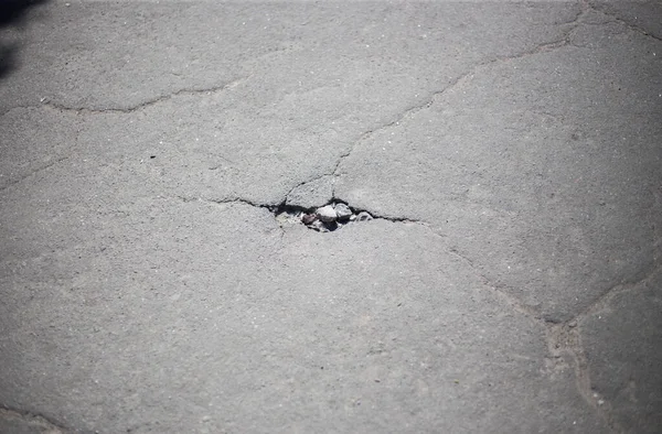 Broken Asphalt Cracks Road Surface — Stock Photo, Image