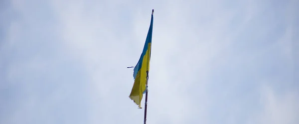 Drapeau National Ukraine Indépendante Agitant Vent — Photo