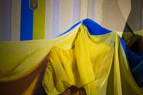 Bandera Nacional Ucrania Independiente Ondeando Viento — Foto de Stock