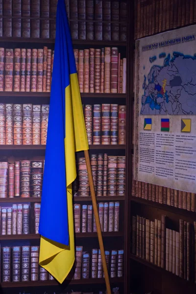 Drapeau Tissu Ukrainien Dans Cabinet — Photo