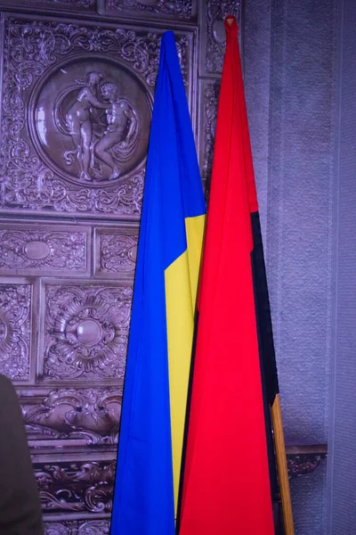 Bandera Tela Ucraniana Gabinete — Foto de Stock