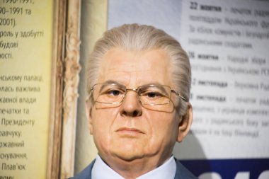 Kyiv, Ukrayna 09.01.2020: Leonid Kravchuk 'un balmumu heykeli