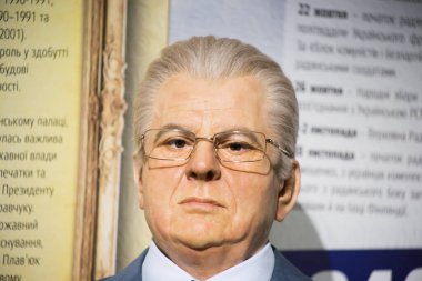 Kyiv, Ukrayna 09.01.2020: Leonid Kravchuk 'un balmumu heykeli