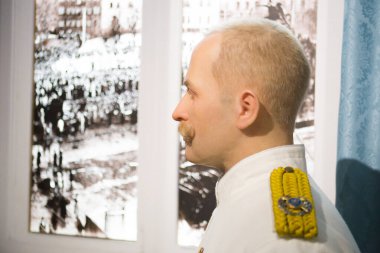 Kyiv, Ukrayna 09.01.2020: Pavlo Skoropadsky 'nin balmumu heykeli