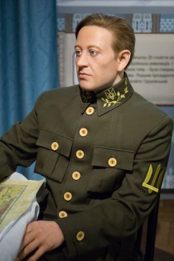 Kyiv, Ukrayna 09.01.2020: Symon Petliura 'nın balmumu heykeli