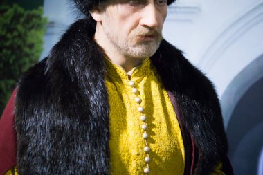 Kyiv, Ukrayna 09.01.2020: Zaporozhian Sich Kazağının balmumu heykeli