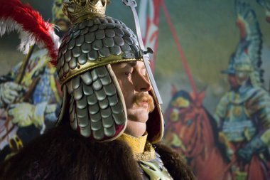 Kyiv, Ukrayna 09.01.2020: Polonya Kralı III. John Sobieski 'nin balmumu heykeli