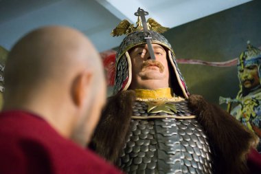 Kyiv, Ukrayna 09.01.2020: Polonya Kralı III. John Sobieski 'nin balmumu heykeli