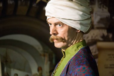 Kyiv, Ukrayna 09.01.2020: Yuriy Frants Kulchytsky 'nin balmumu heykeli