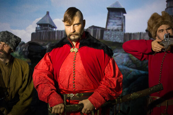 Киев, Украина 09.01.2020: Восковая скульптура Дмитрия Байды Вышневецкого