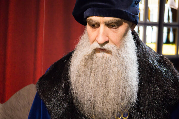 Kyiv, Ukraine 09.01.2020: A wax sculpture of the prince of the Kievan Rus