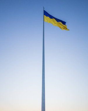 Ulusal bağımsız Ukrayna bayrağı rüzgarda sallanıyor