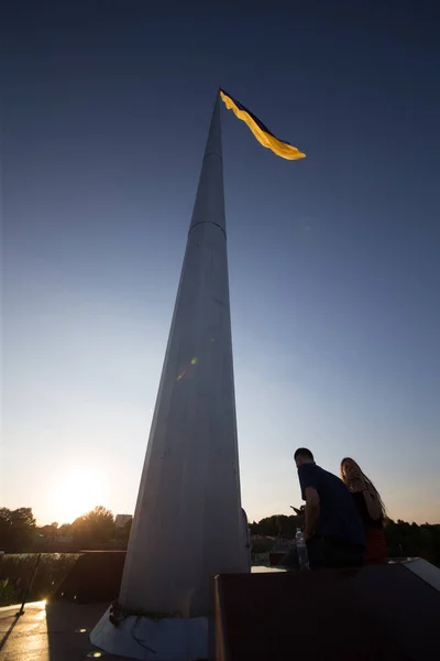 Kiev Ucrânia 2020 Bandeira Nacional Ucrânia Independente Acenando Vento — Fotografia de Stock