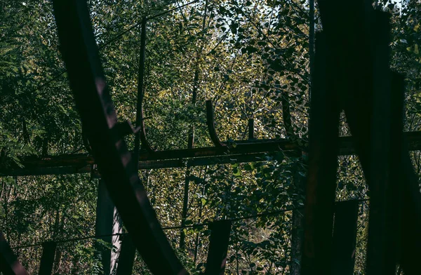 Stary Opuszczony Drewniany Tor Bobslejowy Latem Świetle Dnia — Zdjęcie stockowe