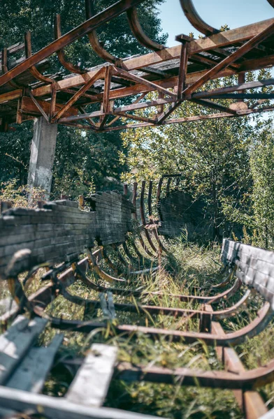 Old Abandoned Wooden Bobsleigh Track Summer Daylight — Stock Photo, Image