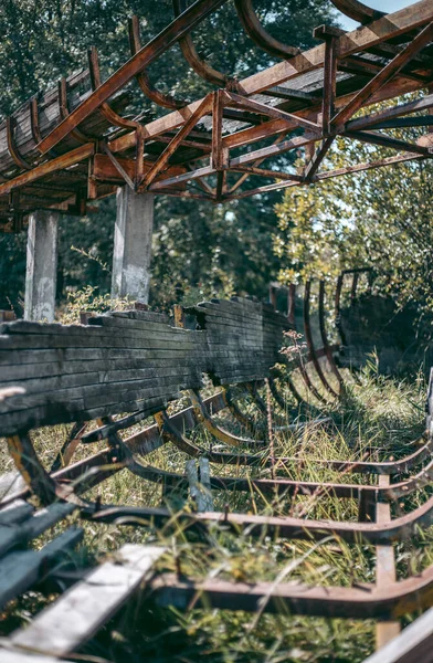 Old Abandoned Wooden Bobsleigh Track Summer Daylight — Stock Photo, Image