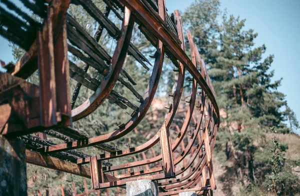 Antigua Pista Bobsleigh Madera Abandonada Verano Luz Del Día — Foto de Stock