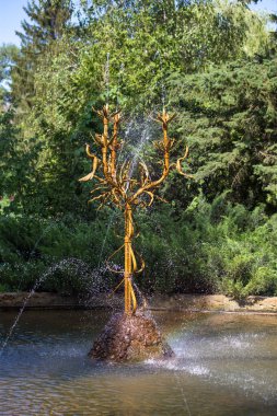 Şehirdeki parkta bir çeşme