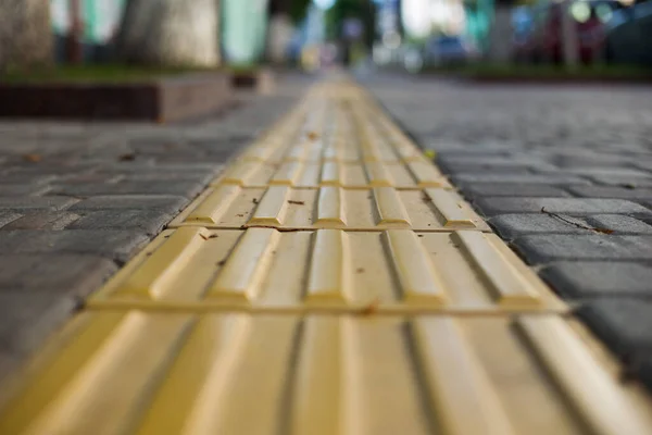 Yellow Tactile Tiles Blind Visually Impaired Sidewalk City Street — Stock Photo, Image