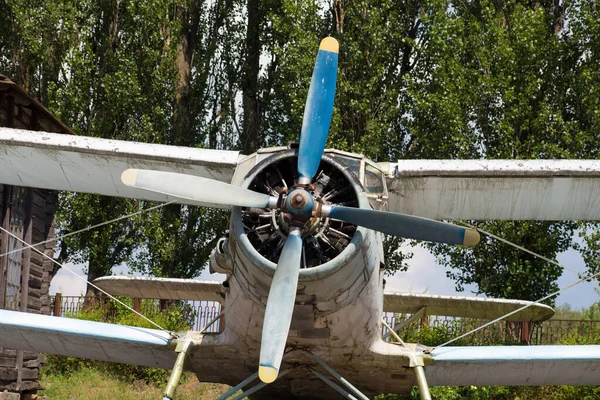 Old Abandoned Biplane Daylight — Stock Photo, Image