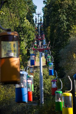 Sovyet fütüristik teleferiği Gorky Park, Kharkov 'da.