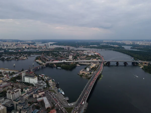 Flygfoto Över Den Historiska Stadskärnan Ukrainas Huvudstad Kiev — Stockfoto