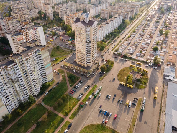 Luftaufnahme Eines Dicht Besiedelten Schlafbereichs Der Kiewer Metropole — Stockfoto