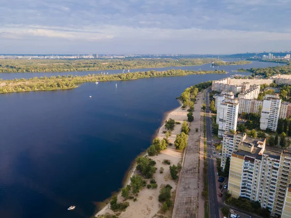 Flygfoto Över Floden Dnepr Nära Kiev — Stockfoto