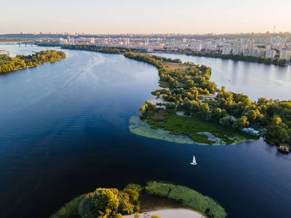 Flygfoto Över Floden Dnepr Nära Kiev — Stockfoto