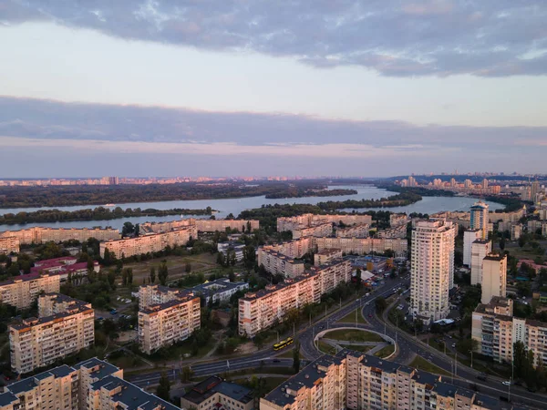 Flygfoto Över Ett Tätbefolkat Sovområde Kiev Metropolen — Stockfoto