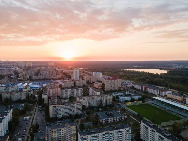 Flygfoto Över Ett Tätbefolkat Sovområde Kiev Metropolen — Stockfoto