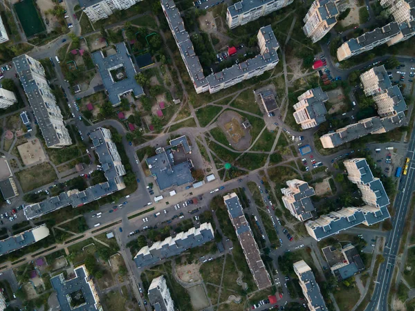 Kiev Metropolünün Yoğun Nüfuslu Uyuma Alanının Havadan Görüntüsü — Stok fotoğraf