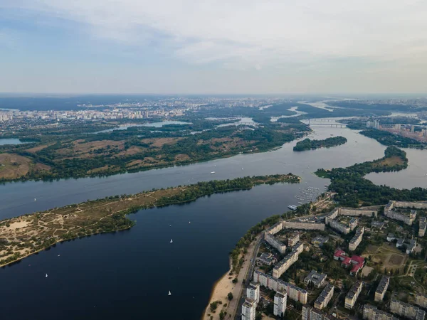 Vue Aérienne Rivière Dniepr Près Kiev — Photo