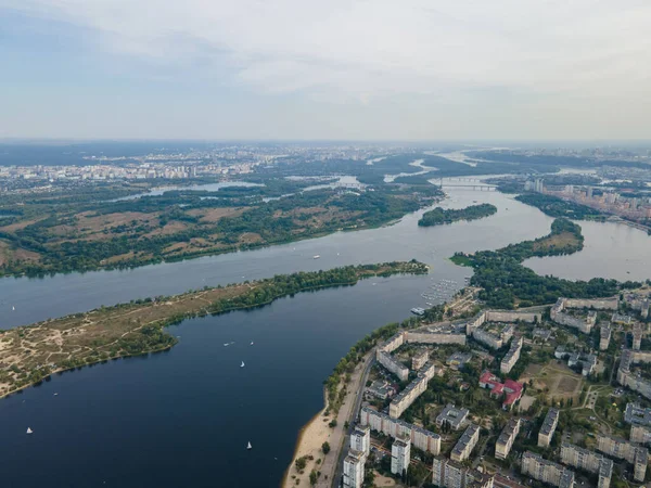 Flygfoto Över Floden Dnepr Nära Kiev — Stockfoto