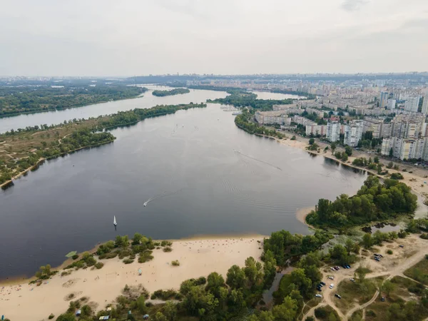 Flygfoto Över Floden Dnepr Nära Kiev — Stockfoto