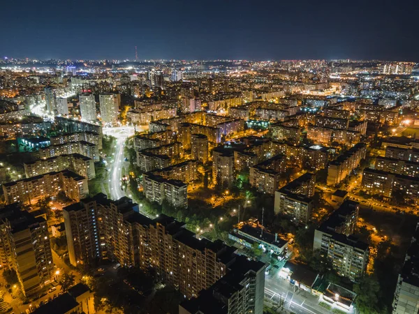 Veduta Aerea Del Distretto Obolon Kiev Notte — Foto Stock