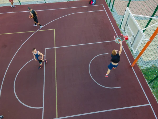 Vista Aérea Una Cancha Baloncesto Aire Libre — Foto de Stock