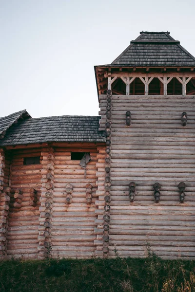 Vista Fortaleza Medieval Madera Por Tarde — Foto de Stock