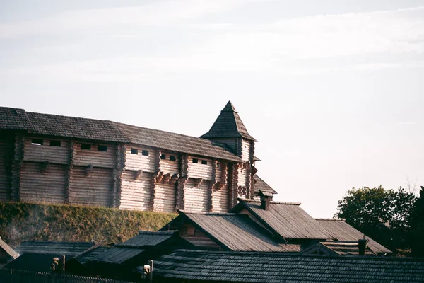 Blick Auf Die Hölzerne Mittelalterliche Festung Nachmittag — Stockfoto