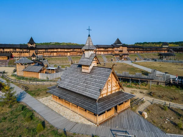 Vista Aérea Antigua Iglesia Cristiana Medieval Madera —  Fotos de Stock