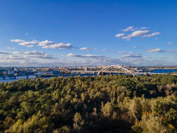 Flygfoto Över Den Färska Dnepr Floden Kiev Stad — Stockfoto