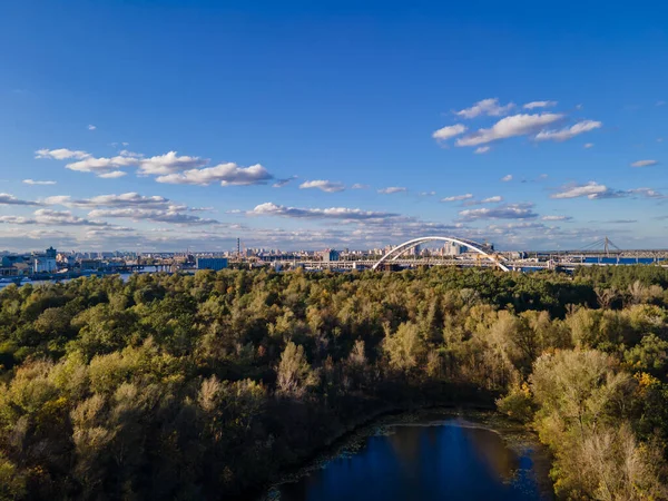 Aerial View Fresh Dnieper River Kiev City — Stock Photo, Image