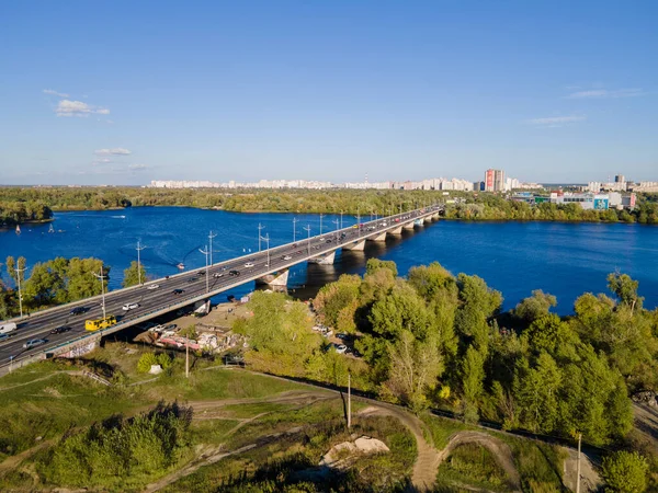 Luchtfoto Van Frisse Dnjepr Rivier Kiev Stad — Stockfoto