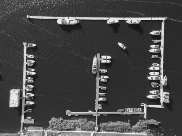 Flygfoto Över Marinan För Båtar Och Yachter — Stockfoto