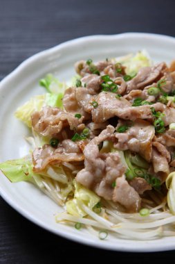 Japon kızartması et ve sebze.