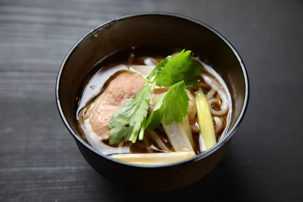 Soupe Nouilles Soba Viande — Photo