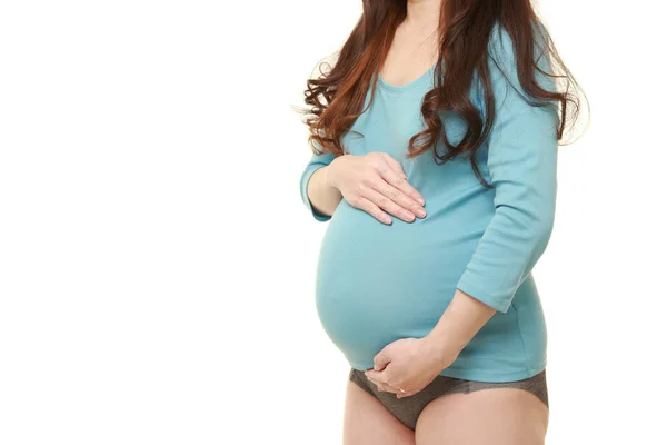 Mulher Tocando Sua Barriga Grávida Crescente — Fotografia de Stock